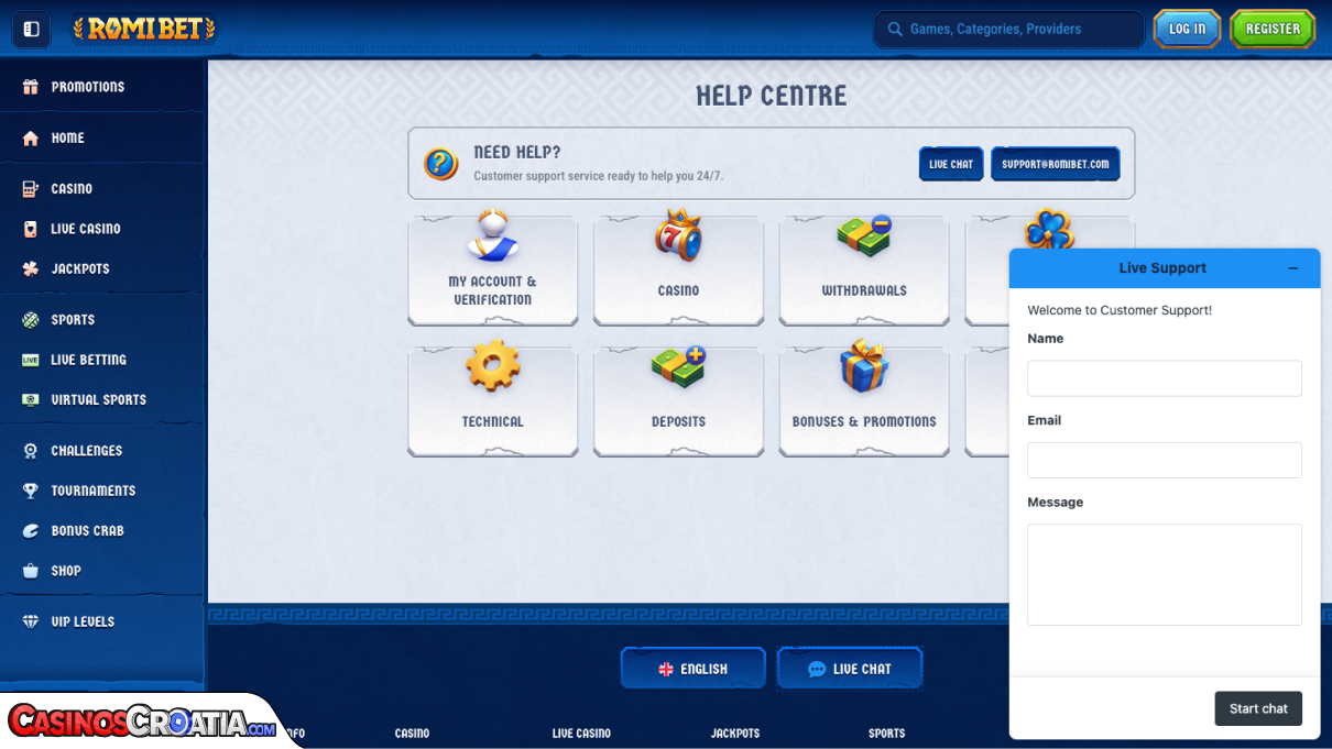 Romibet Casino Customer Support