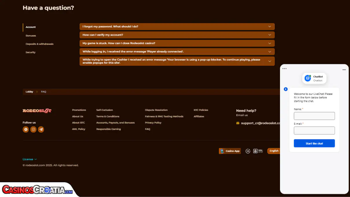 RodeoSlot Kasino – Korisnička Podrška