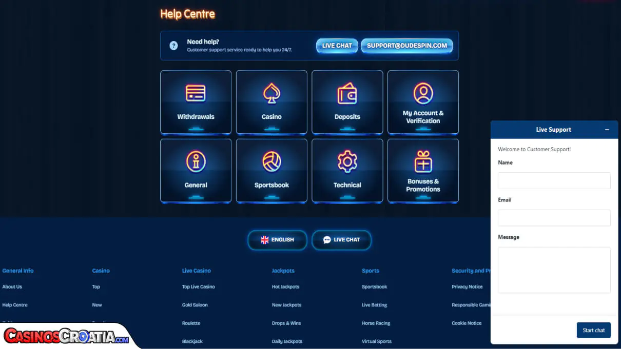 Dudespin Kasino – Korisnička Podrška