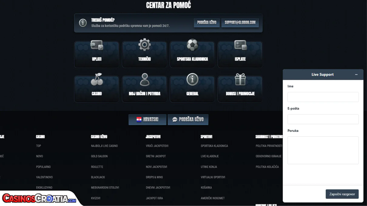 Glorion Kasino – Korisnička Podrška
