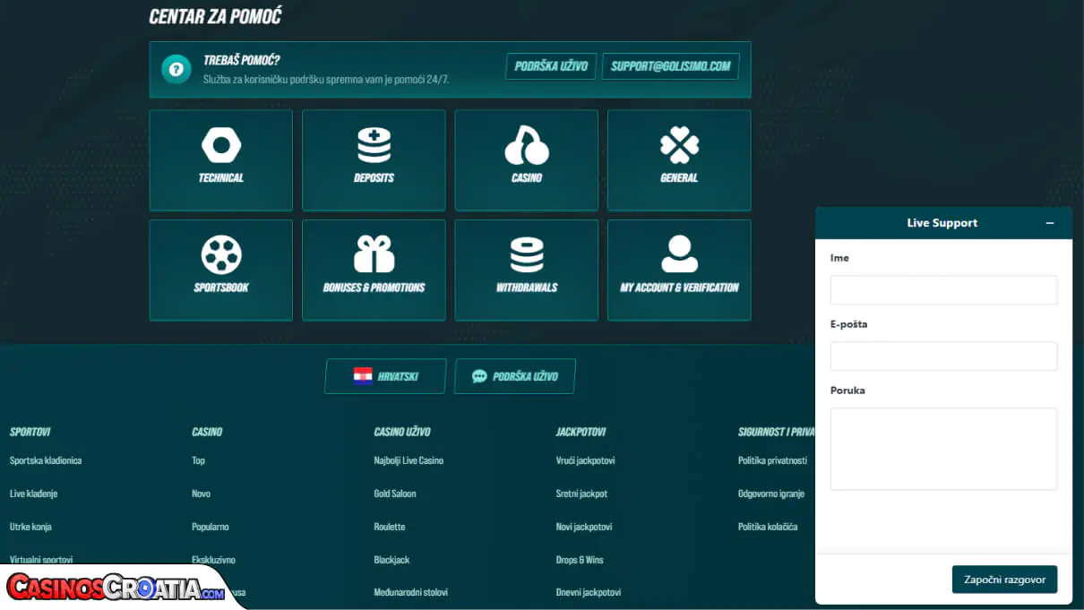 Golisimo Kasino – Korisnička Podrška