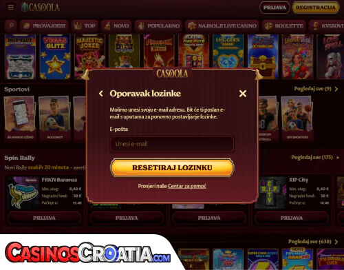 Problemi s prijavom u Casoola Kasino