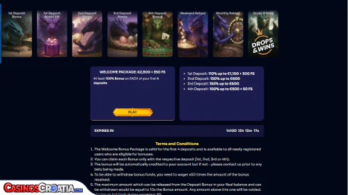 SpinDragons Kasino Bonusi