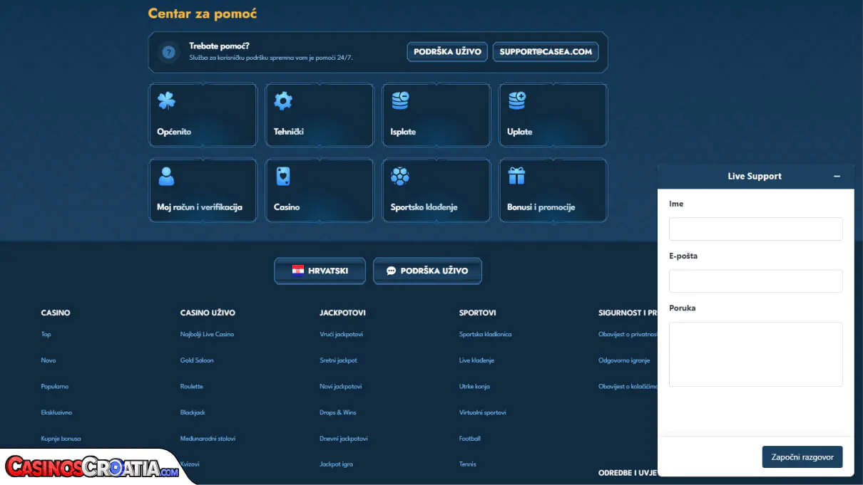 Casea Kasino – Korisnička Podrška