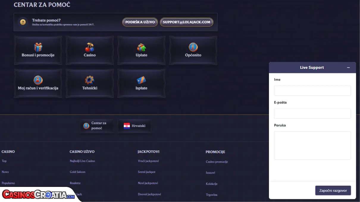 LolaJack Kasino – Korisnička Podrška