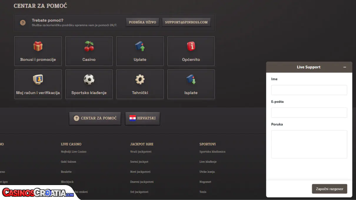 SpinBoss Kasino – Korisnička Podrška